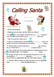 English Worksheet: Calling Santa