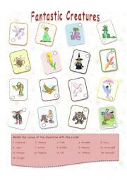 English Worksheet: Fantastic/ mythological/ fairy-tale creatures