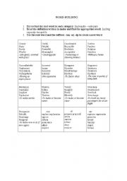 English Worksheet: WORD BUILDING