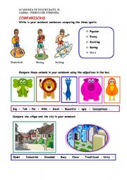 English Worksheet: Comparing sports, animals and places