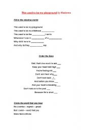 English Worksheet: Fill in the blanks according to what you hear in the song 