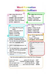 English Worksheet: Word Formation - Adjective Suffixes