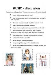 English Worksheet: Music - speaking topics