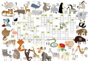 English Worksheet: Animals crossword 