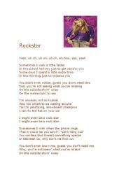 English worksheet: ROckstar by Hannah Montana