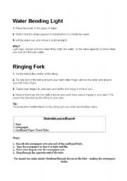 English Worksheet: Experiments to do in class