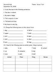 English Worksheet: Nouns Test