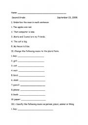 English worksheet: Nouns Practice