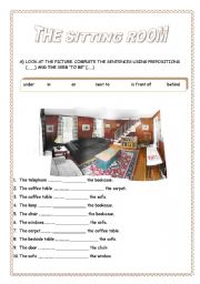 English Worksheet: THE SITTING ROOM/ VERB 