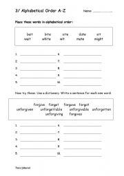 English worksheet: Alphabetical Order