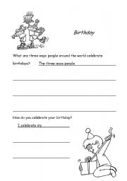 English worksheet: How do you celebrate your birthday?