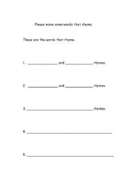 English Worksheet: Rhyming