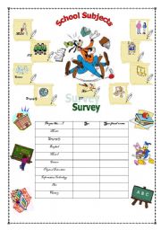 English Worksheet: School Subjects