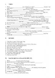 English worksheet: tenses, mistakes, auxiliaries