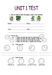 English Worksheet: Telling the Time Worksheet 3/3