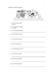 English worksheet: Do you have Food?