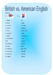 English Worksheet: BR vs AM - Answers -
