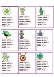 COMPARITIVES- compare the aliens