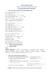 English worksheet: Activities on Sam Cooke Wonderful World