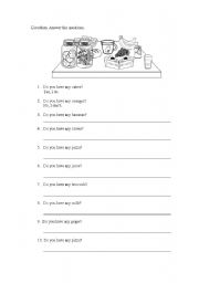 English worksheet: food