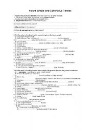 English Worksheet: Future Tenses