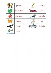 English worksheet: animals dominos 1/2