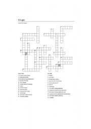 English Worksheet: crossword topic DRUGS