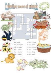 English Worksheet: Collective nouns of animals