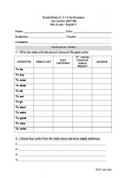 English Worksheet: regular and irregular verbs