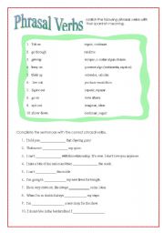 English Worksheet: Phrasal verbs