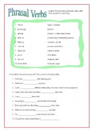 English Worksheet: Phrasal verbs