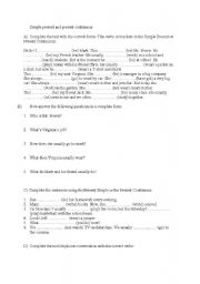 English Worksheet: Simple Present and Present Continuous