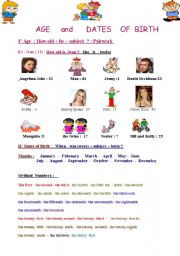 English Worksheet: Age and dates of birth : nice worksheet with lots of famous celebrities 