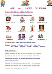 Age and dates of birth : nice worksheet with lots of famous celebrities 