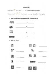 English Worksheet: Whats this/ Whatre these? Plurals