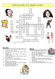 English Worksheet: Personality adjectives crossword