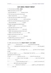English worksheet: Past Simple and Present Perfect