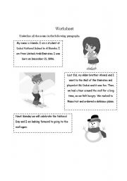 English worksheet: Proper Nouns Worksheet