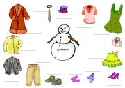 English worksheet: clothes for Snowman!