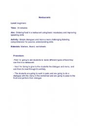 English Worksheet: Restaurants