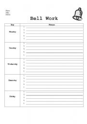 English worksheet: Bell Work