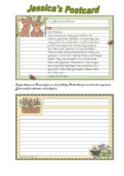 English Worksheet: Writing a  postcard