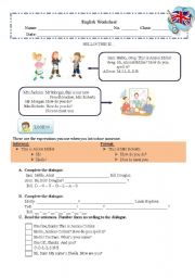 English Worksheet: Hello! This is...