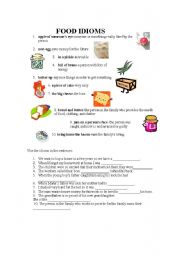 English Worksheet: FOOD IDIOMS