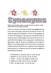 English Worksheet: Synonyms