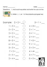 English worksheet: Comparing sums