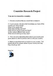 English Worksheet: Countries Research Project