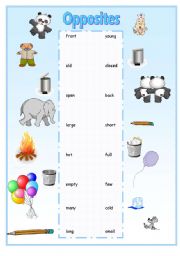 English Worksheet: Opposites