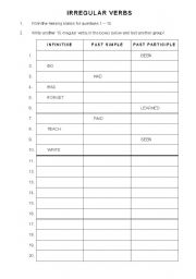English Worksheet: Irregular Verbs worksheet (test)