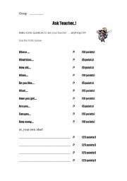 English worksheet: Ask the teacher! 